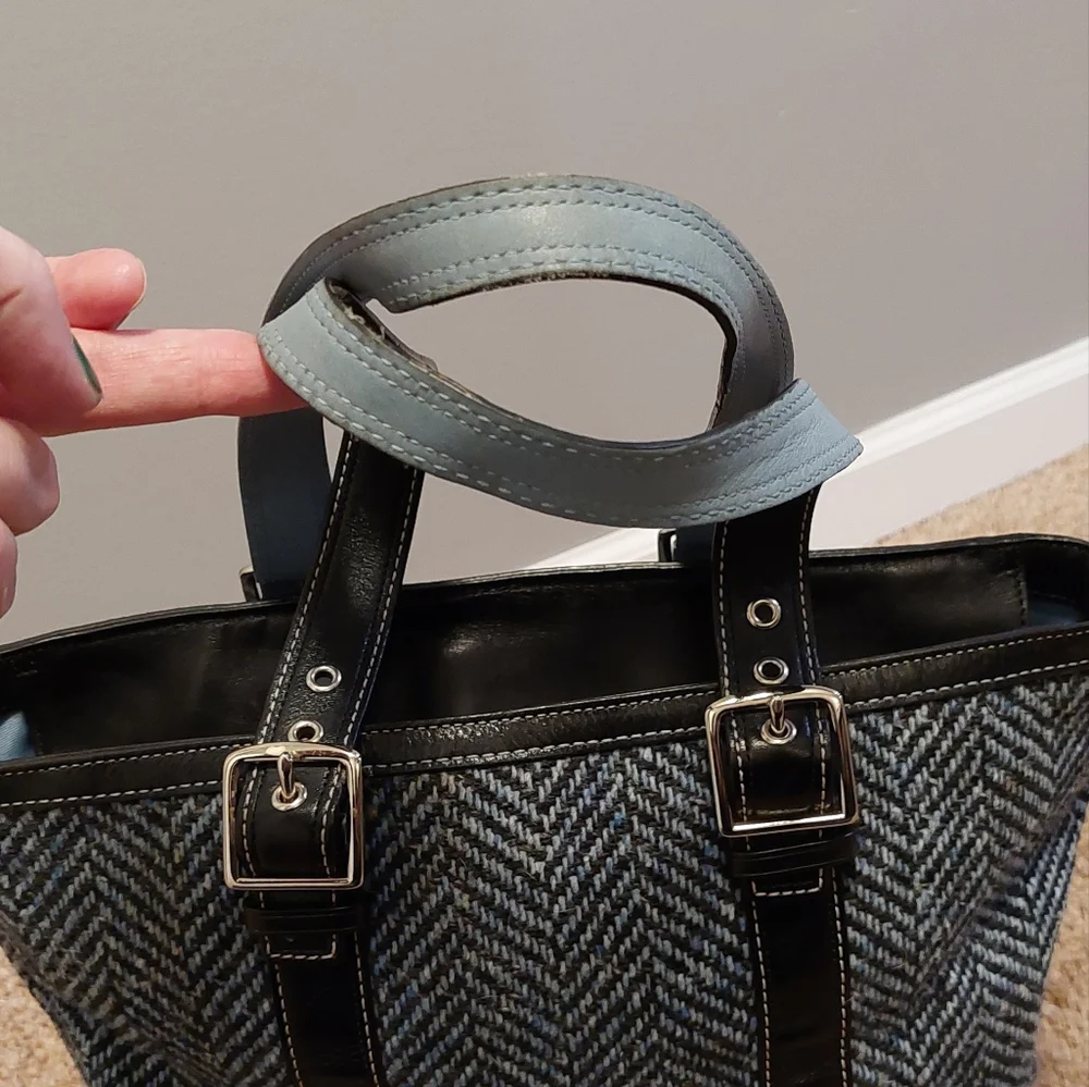 COACH Hampton Wool Tweed Herringbone Tote Shoulder Bag